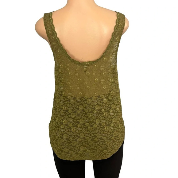 Victoria's Secret Olive Green Floral Lace Crochet Mesh Hi-Lo Tank - Picture 7 of 8